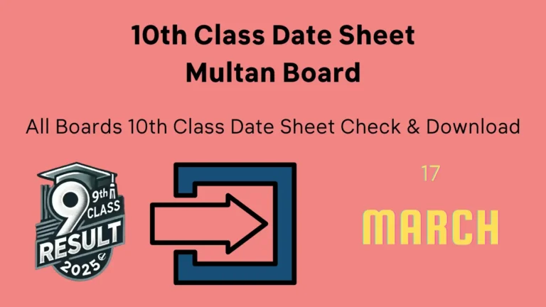 10th Class Date Sheet 2025 Multan Board