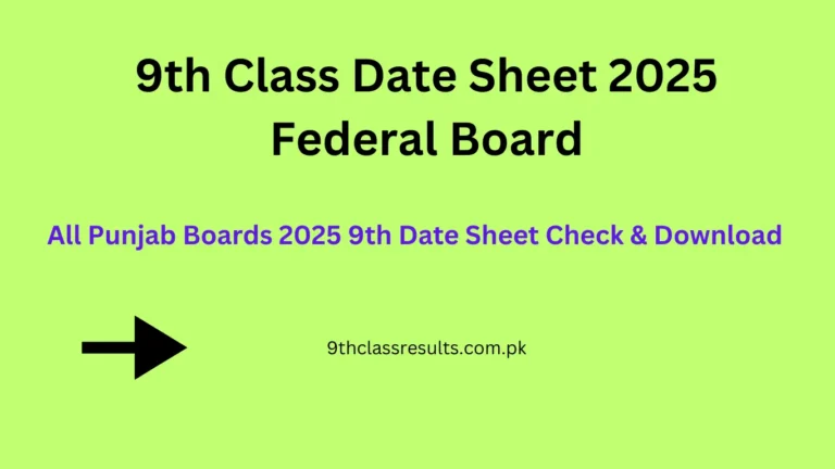 9th Class Date Sheet 2025 Federal Board