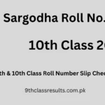 BISE Sargodha Roll number slip 10th class