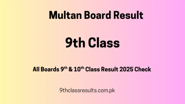 Multan Board 9th Class result 2025