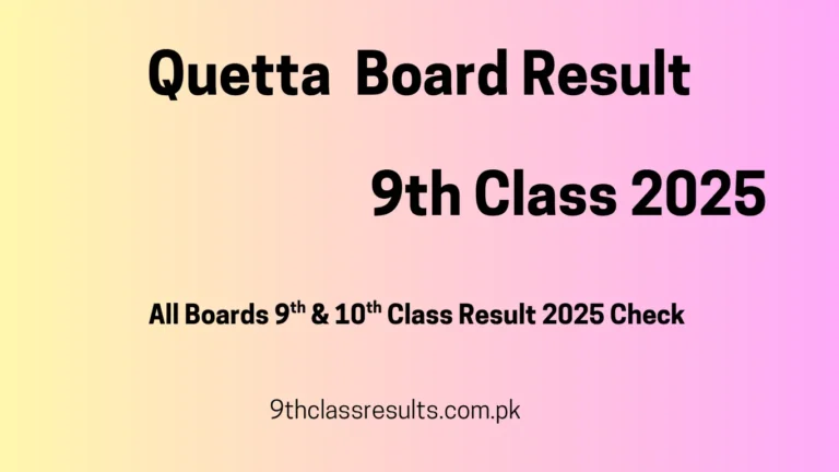 quetta Board 9th Class Result 2025