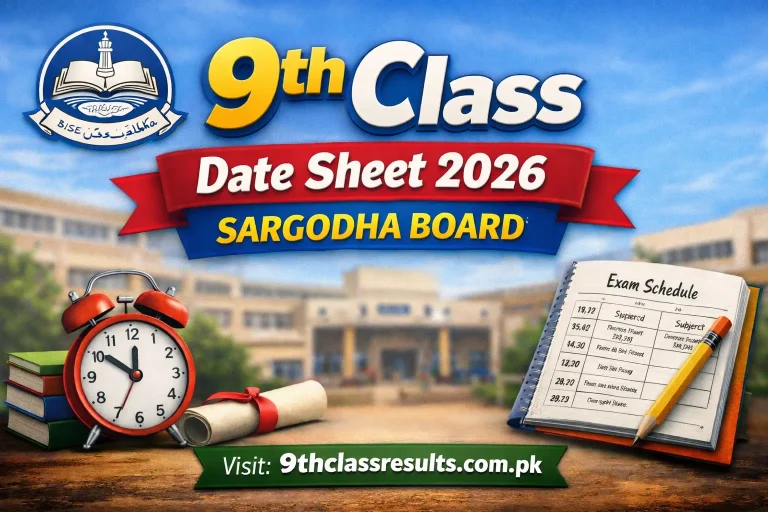 9th Class Date Sheet 2026 Sargodha Board