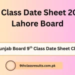 Lahore Board 9th Class Date Sheet 2026