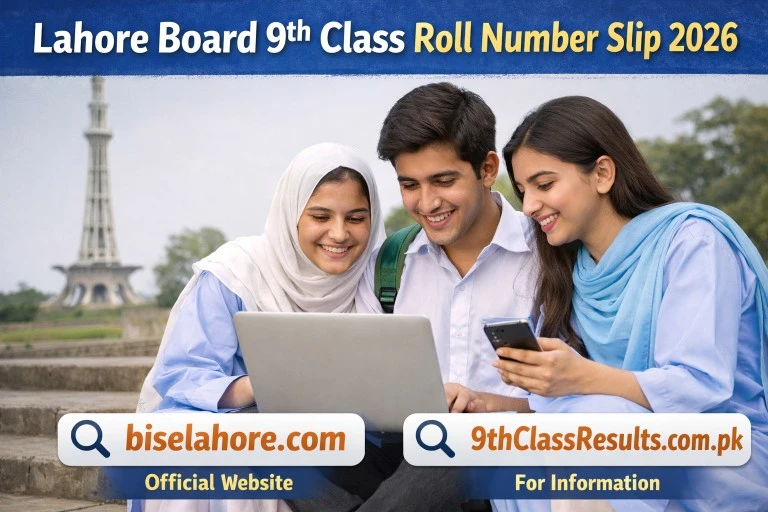 Lahore Board 9th Class Roll Number Slip 2026