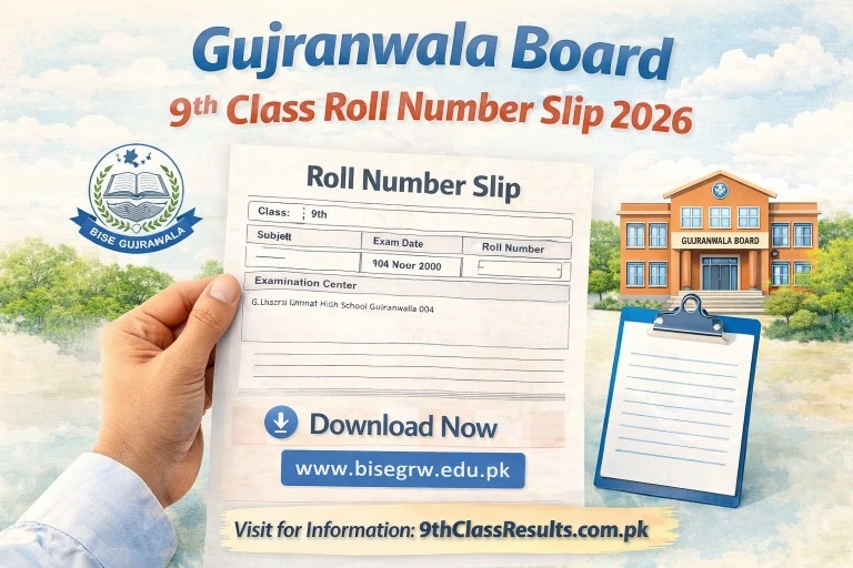 Gujranwala Board 9th Class Roll Number Slip 2026