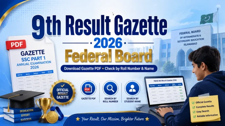 9th Result Gazette 2026 Federal Board-Check and Download in PDF