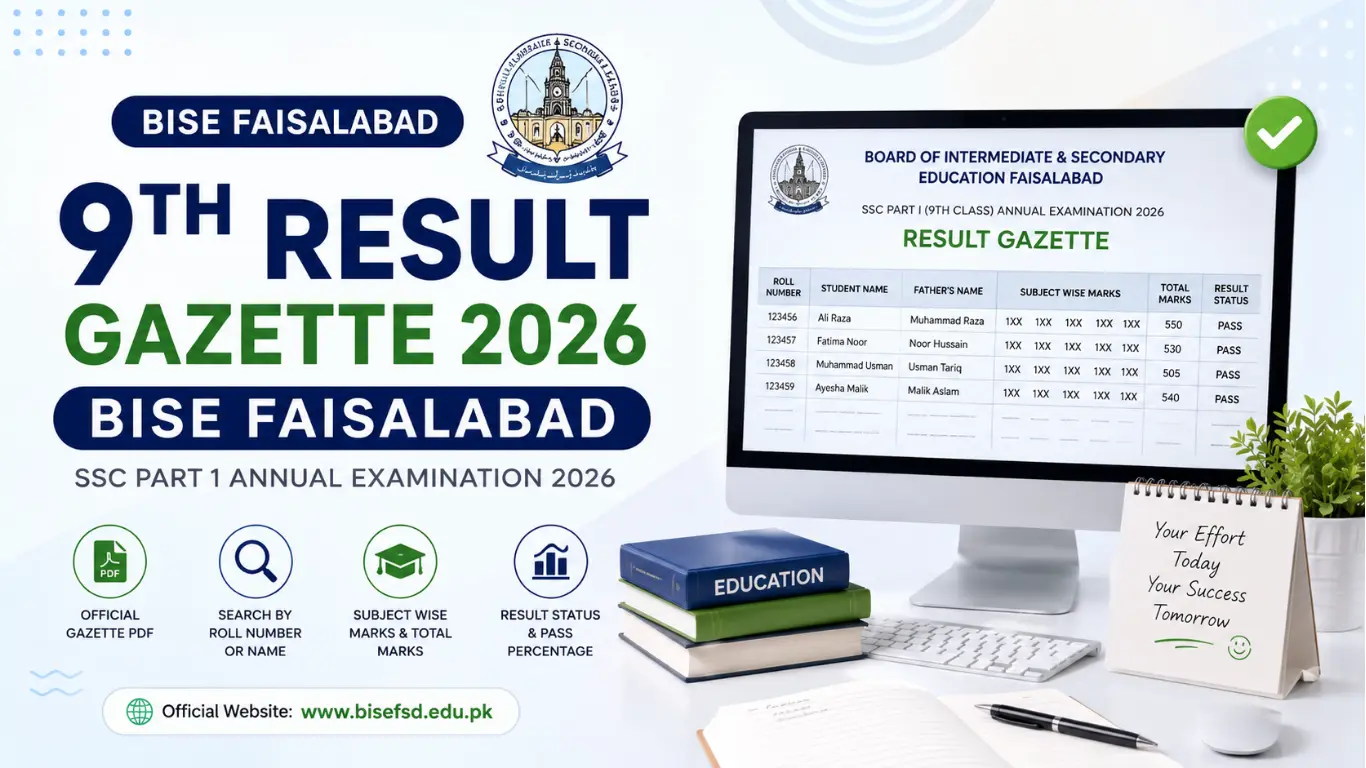 9th Result Gazette 2026 BISE Faisalabad