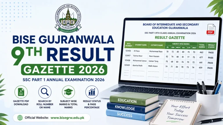 BISE Gujranwala 9th Result Gazette 2026