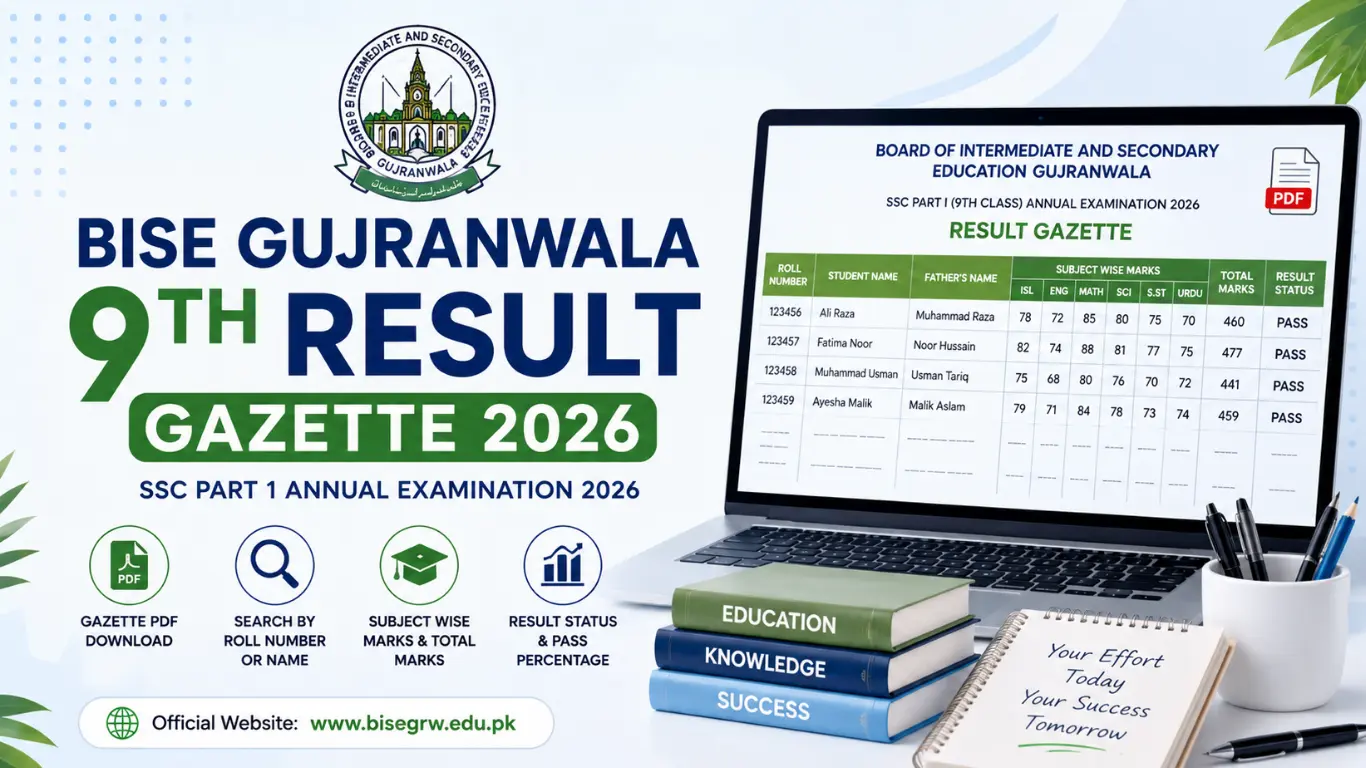BISE Gujranwala 9th Result Gazette 2026