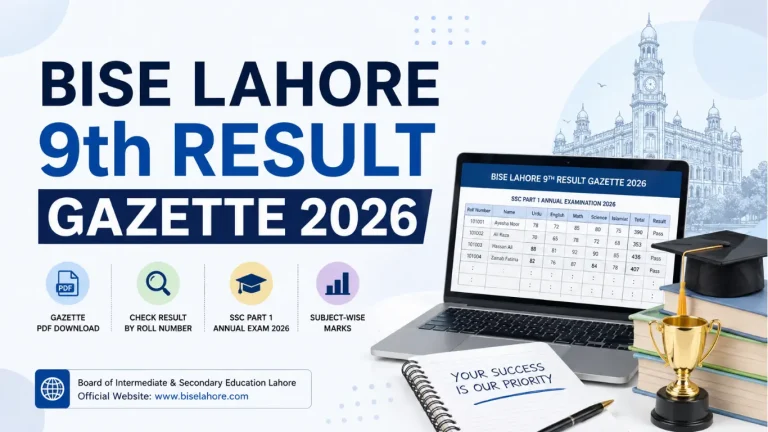 BISE Lahore 9th Result Gazette 2026