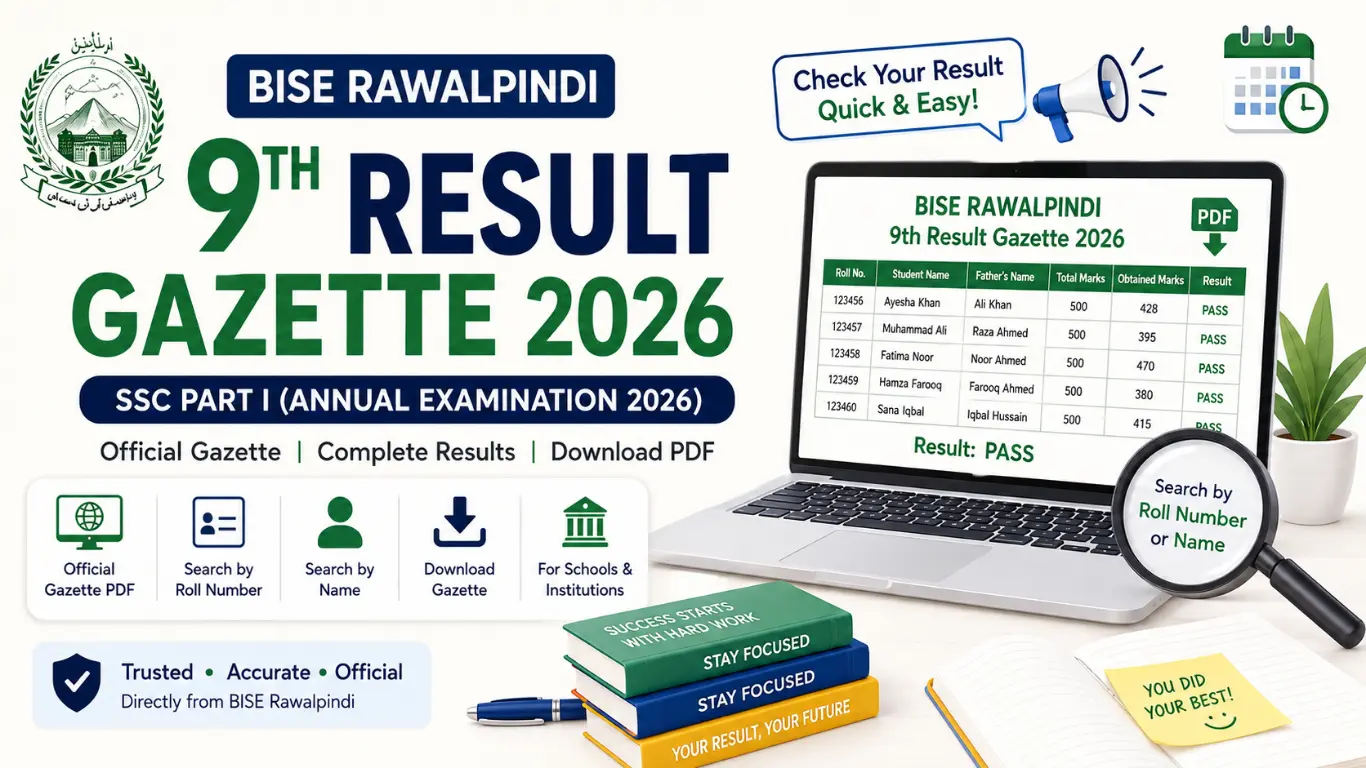 BISE Rawalpindi 9th Result Gazette 2026