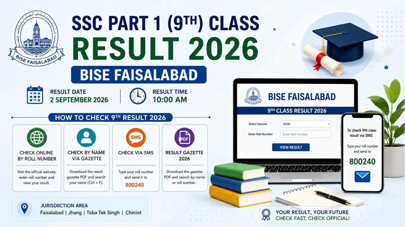 SSC Part 1(9th)Class Result 2026 BISE Faisalabad